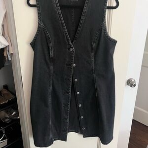 Abercrombie & Fitch Black Sleeveless Buttoned Mini Dress